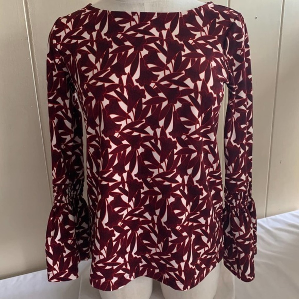 Ann Taylor‎ Top Women's XXS Floral Bell Sleeve
